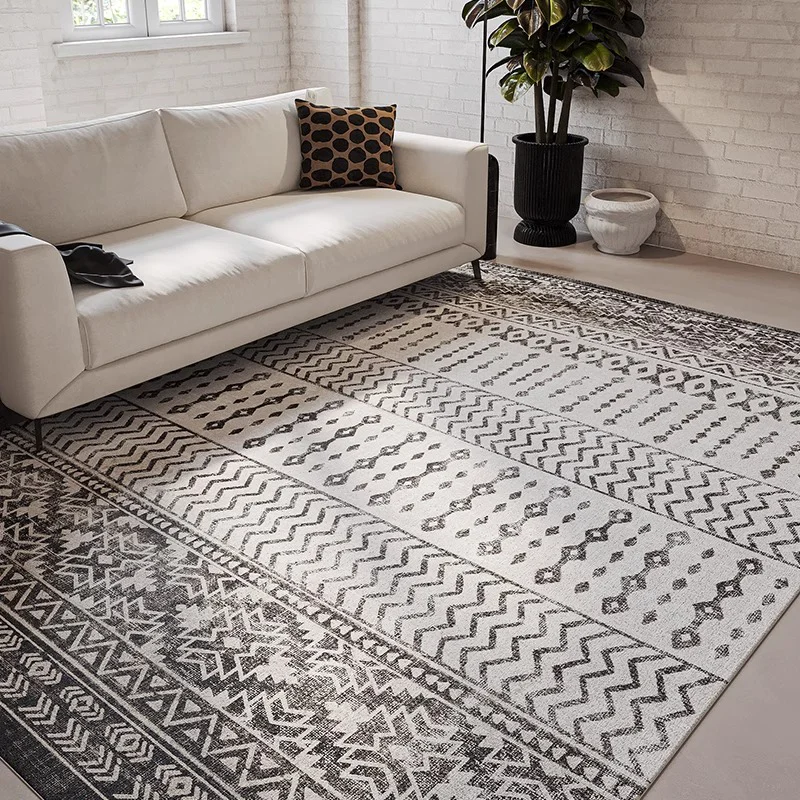 

Living Room Large Area Rug Bedroom Bedside Carpet Soft and Fine Fluffy Plush Mat Vintage Nordic Style Floor Mats 러그 Ковер Tapis