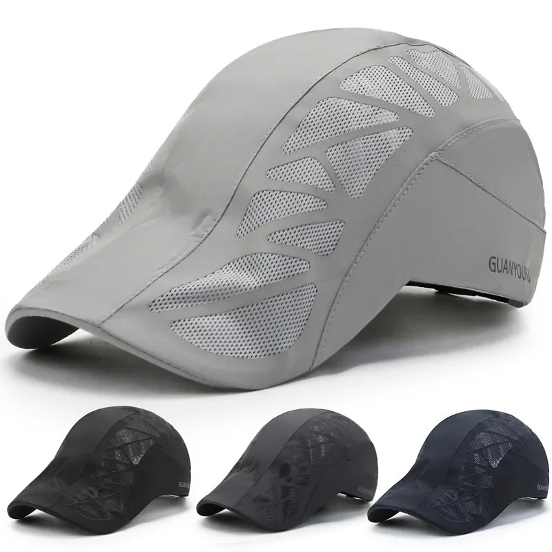 Hat Men's Summer Light and Thin Sun Protection Quick Drying Sun Shade Hat Middle Age Breathable Mesh Hat Duck Tongue  golf