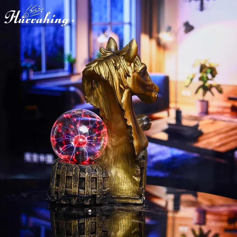 Clearance promotion The Horse's Head Crystal Plasma Light 4 Inch Glass Ball Touch Sensing Science Interior Decoration Ornament