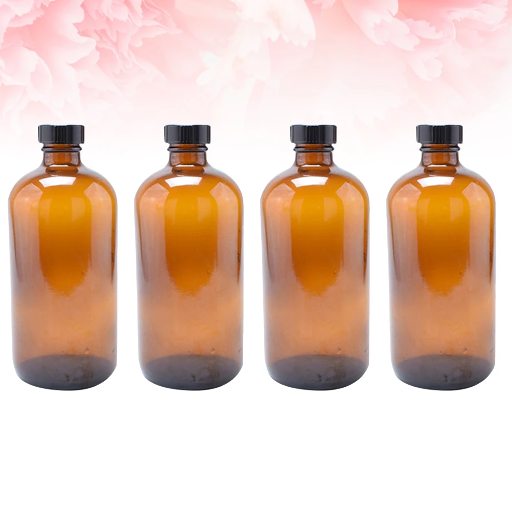 

4 Pcs Glass Bottle Brown Dispensing Shampoo Small Bottles for Liquids Amber Sample
