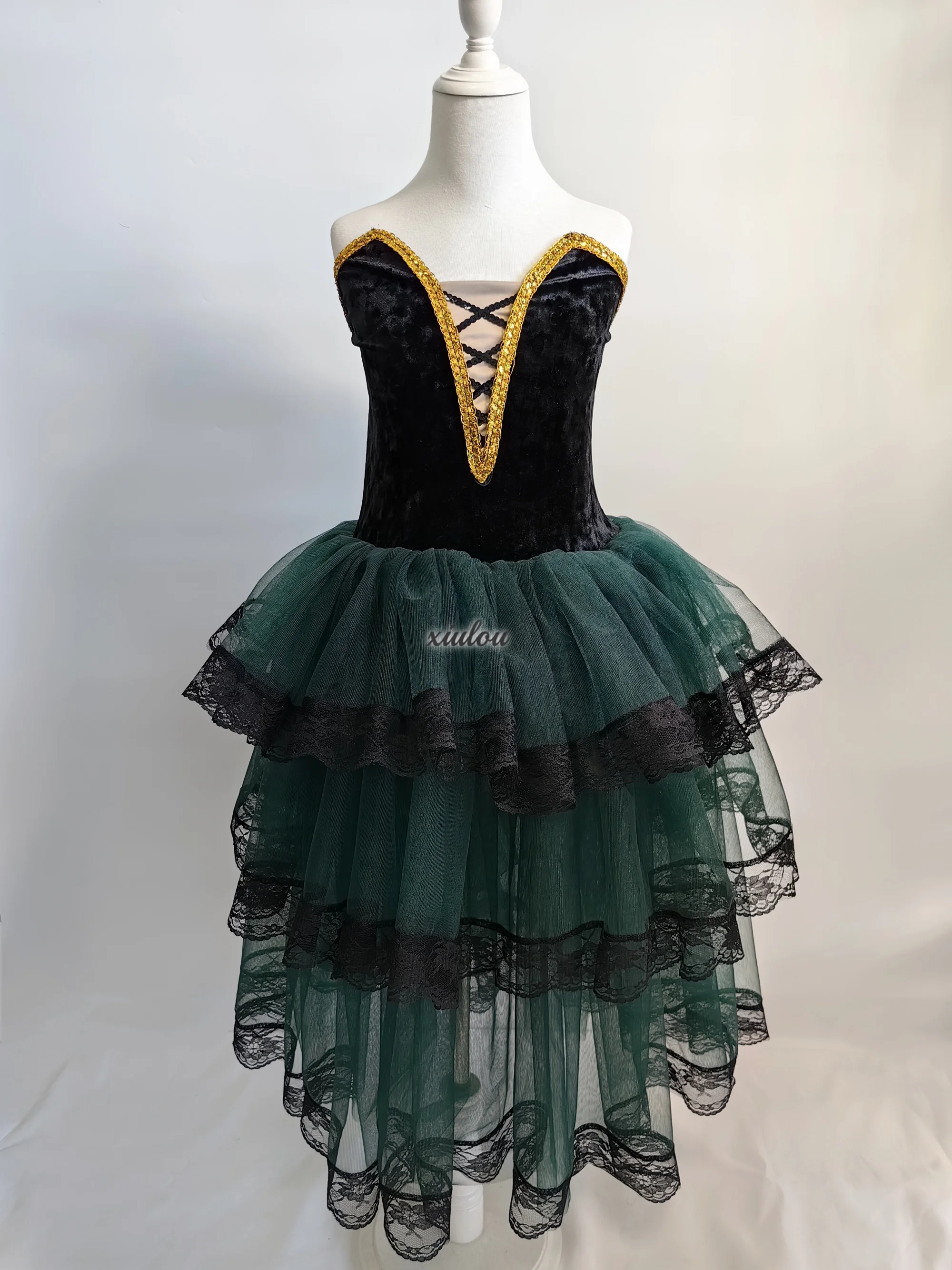 

Green Ballet Dress tutu Long Girls Adult Woman Performance Clothing Professional Ballet dance costumes Long Ballet Dress