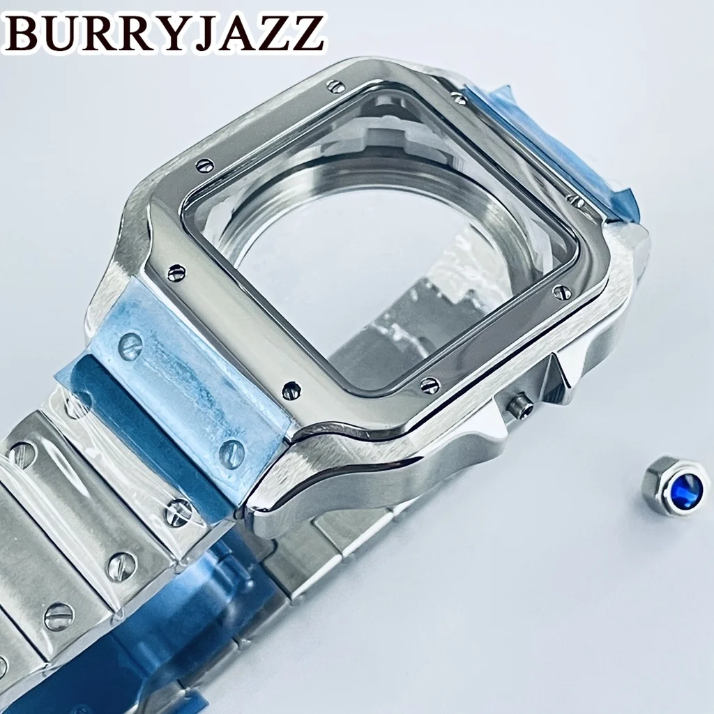 BURRYJAZZ حافظة ساعة مربعة 38 مللي متر لحركات NH35 NH36 مجموعة حافظة أوتوماتيكية 316L ساعة فولاذية إصلاح وتعديل أجزاء ساعة