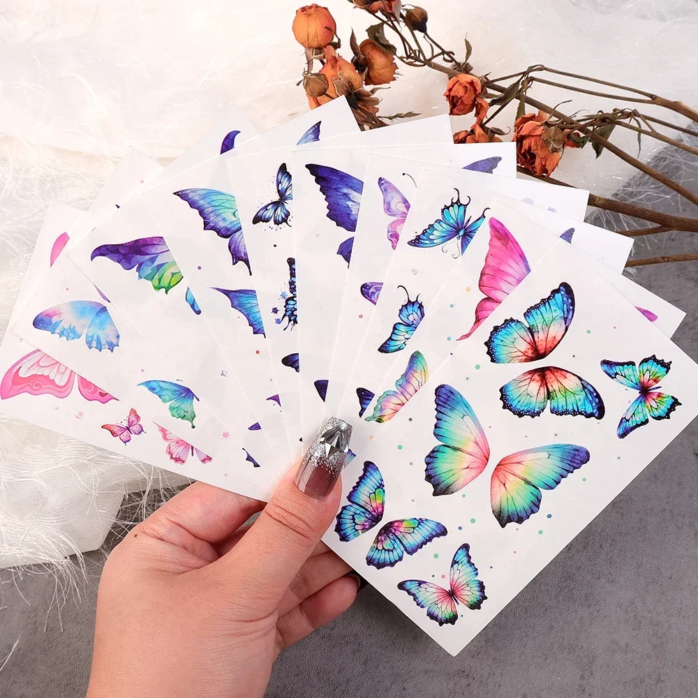 Waterproof Butterfly Temporary Tattoo Stickers 10PCS Colorful Wings Eyes Corner Art Face Stickers Stage Festivals Party Makeup