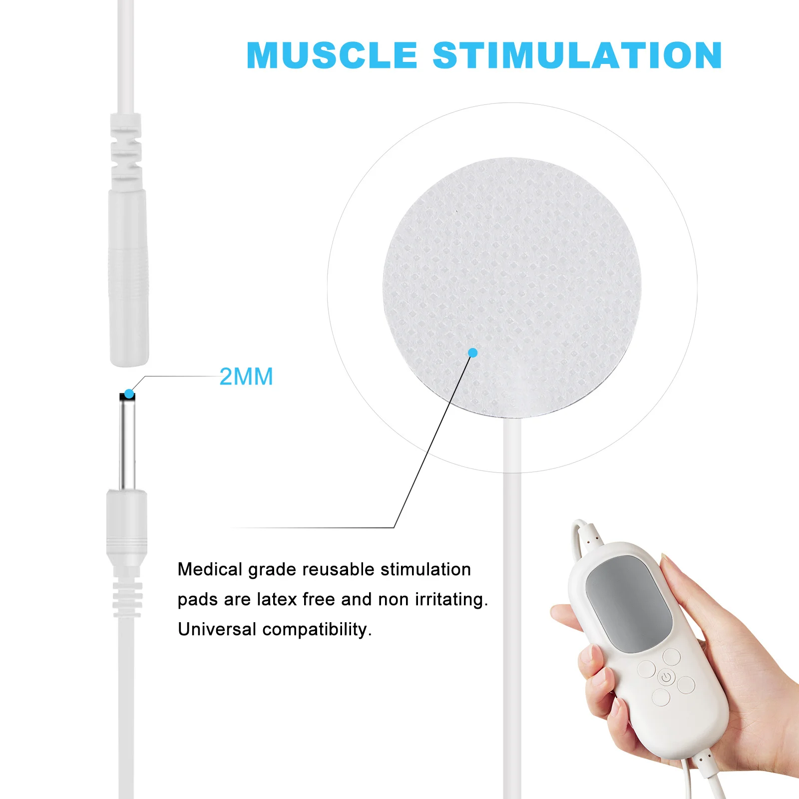 10Pcs Skin-Friendly Reusable Round Pads for Pulse Massager Machine Full Body Treatment Supplies