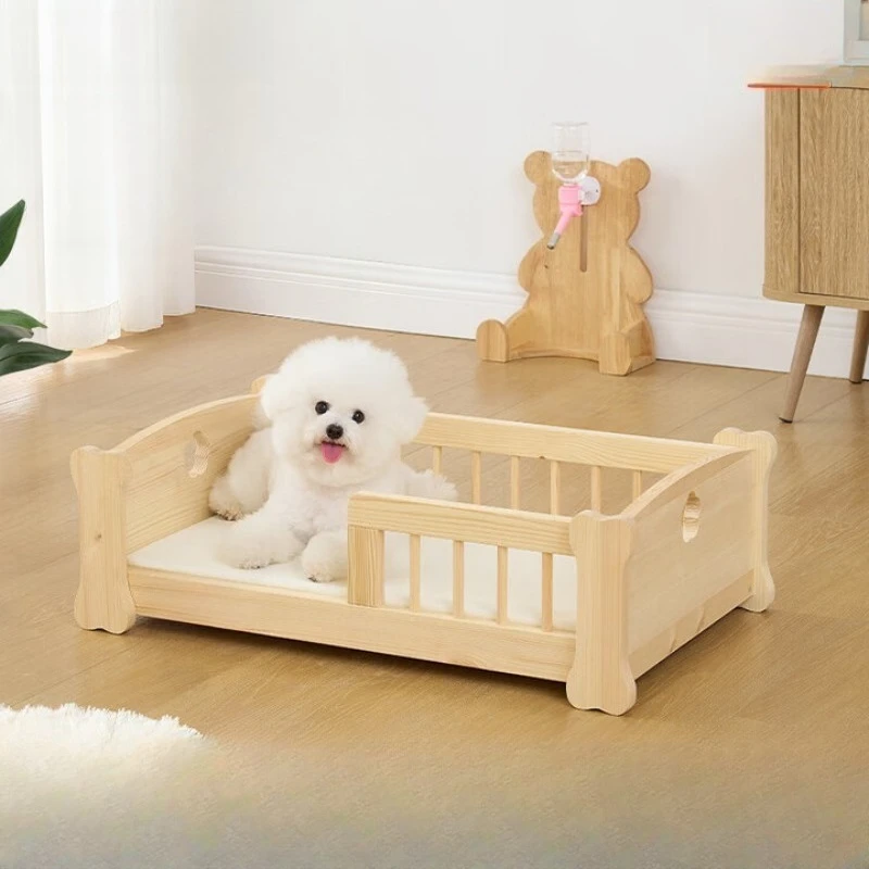 

Solid wood pet bed, cat kennel off the ground moisture-proof bed, small dog all-season warm semi-closed