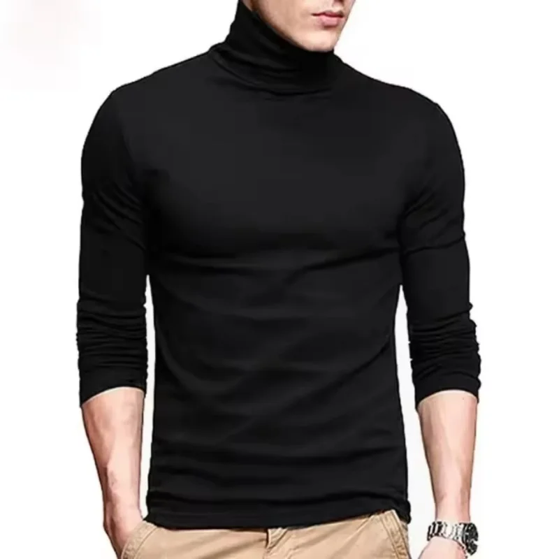 

Мужская теплая модная верхняя одежда для активного отдыха, осенняя/весенняя облегающая футболка с высоким воротником и длинными рукавами, приталенного кроя.