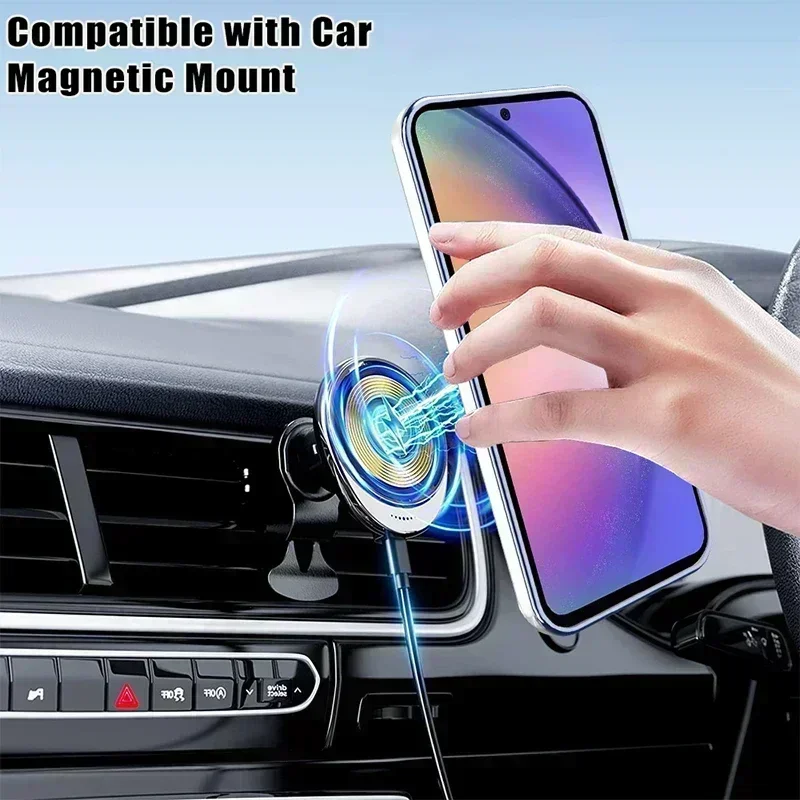 حافظة شفافة لهاتف سامسنج ، قوس دوار معدني ، طلاء من البولي يورثين الحراري ، غطاء خلفي Magsafe ، S23 ، S22 الترا بلس ، S20 FE ، A54 ، A52 ، A13 ، A32 ، A34