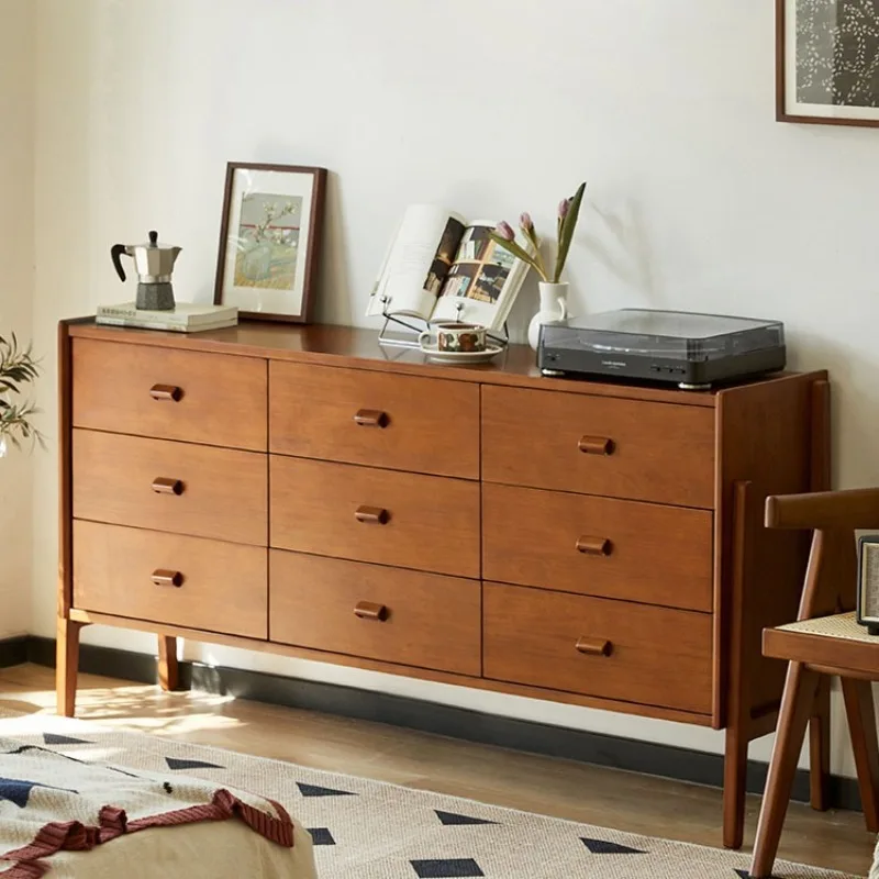 

Nordic solid wood chest, household living room against the wall, multi-drawer storage cabinet