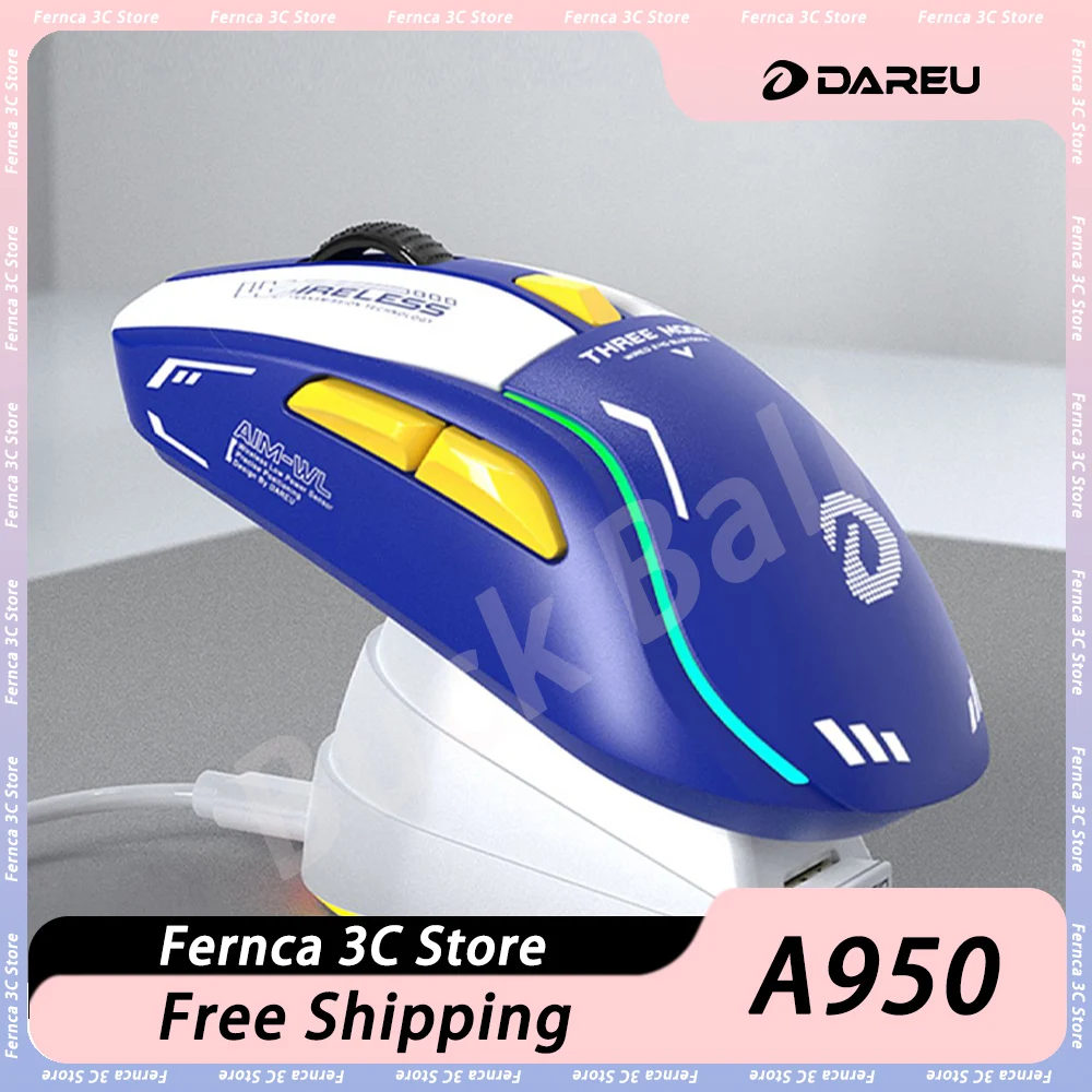 

Dareu A950 Mouse Three Mode Wireless Bluetooth Mouse Paw3395 Sensor Lightweight Gaming Mice For PC Accessories FPS Gamer Gifts