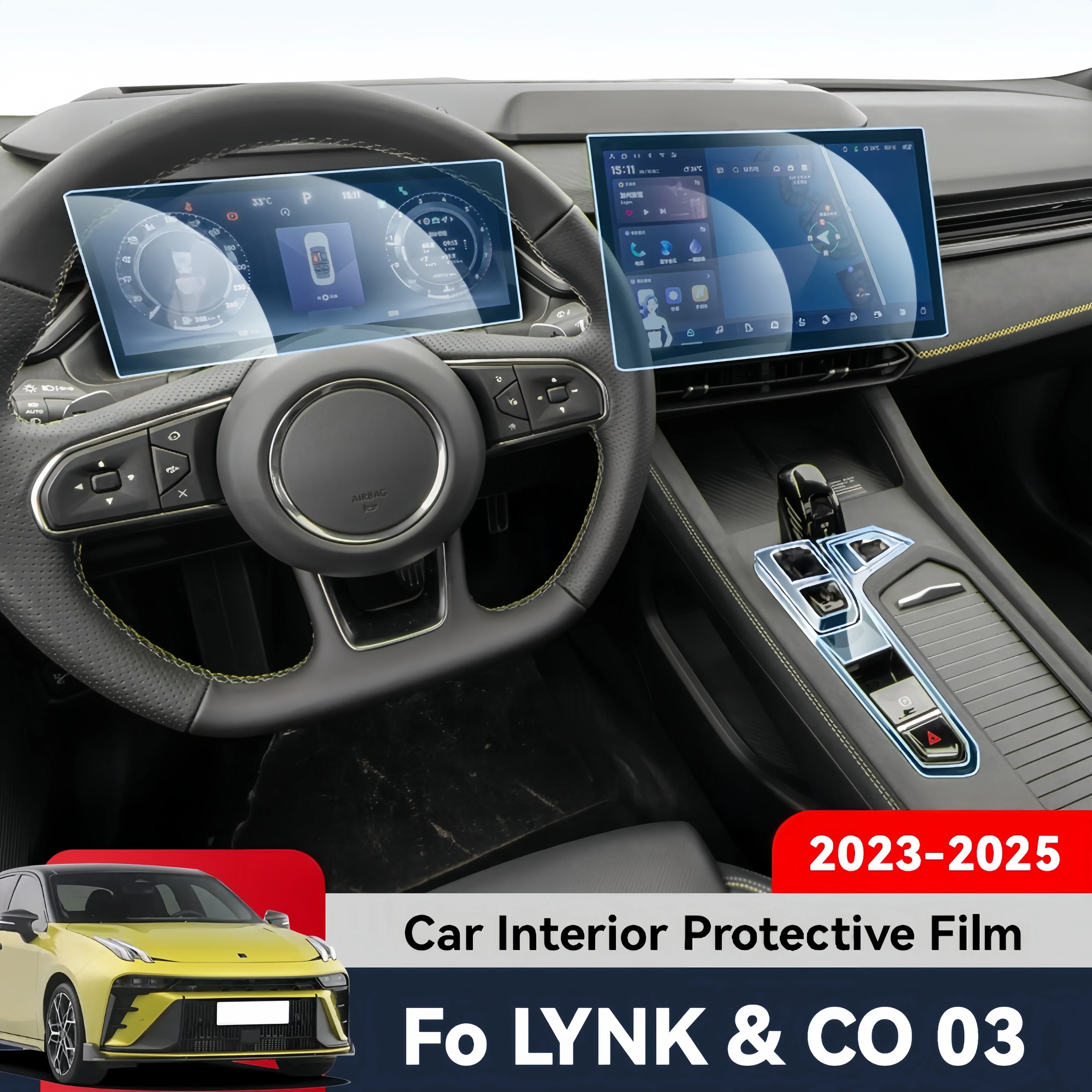 For LYNK & CO 03 2023 2024 2025 Car interior Protection Central Control Screen Transparent TPU Navigation Anti Scratch GPS Film