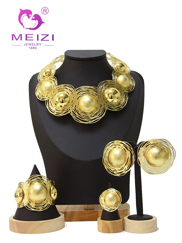 

MEIZI Jewelry African Dubai Exaggerated Big Necklace Wedding Sets Bridal Vintage Accessories Jewelry For Ladies Party Gift