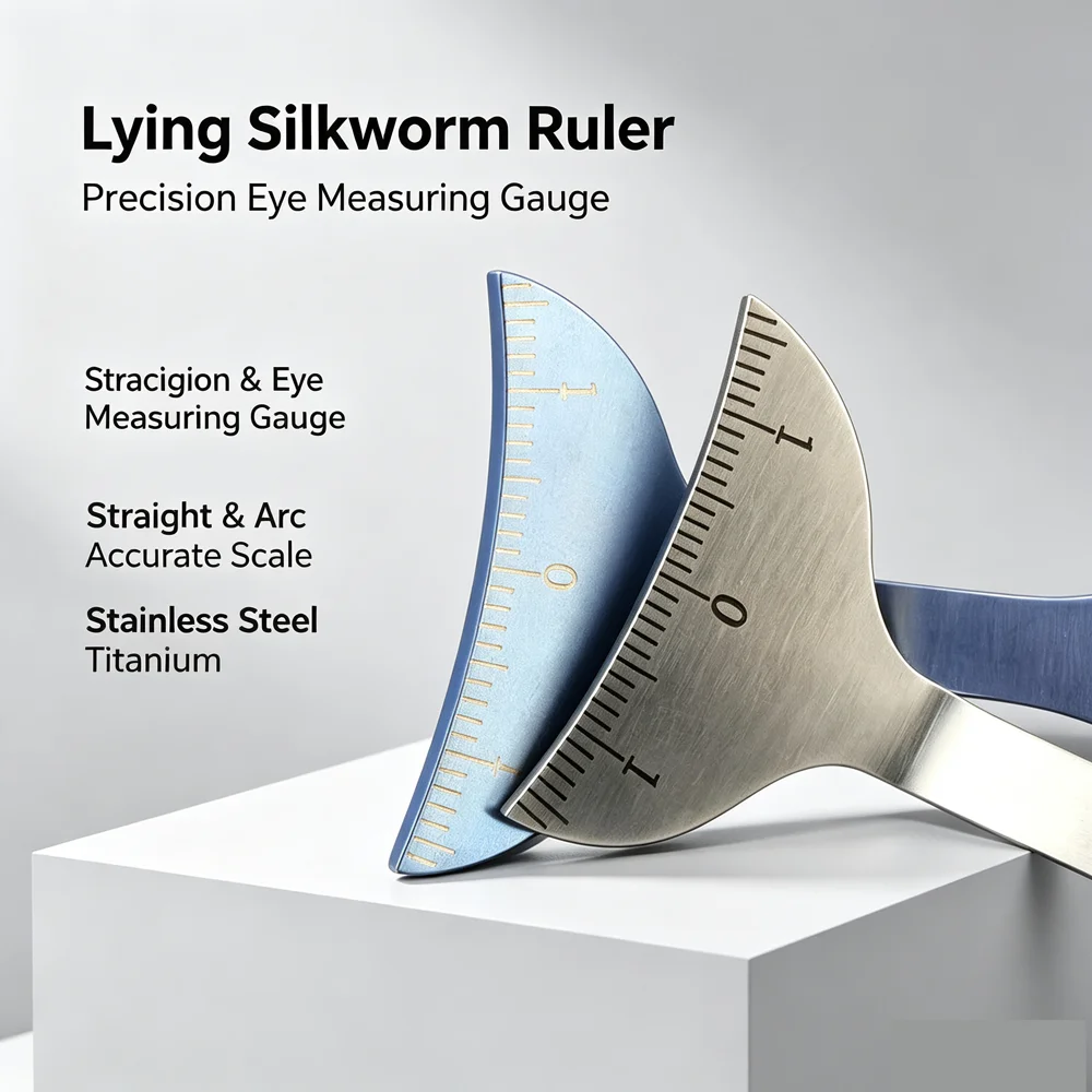 XIUGE Precision Crafting Stainless Steel Titanium Lying Silkworm Ruler Straight Arc Eye Socket Injection Tool Measuring Gauge