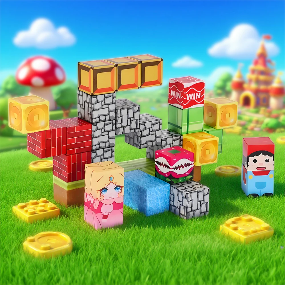 مكعبات بناء مغناطيسية ألعاب سفر للأطفال مجموعة تعلم الجذعية مع صندوق تخزين ألعاب البناء المحمولة