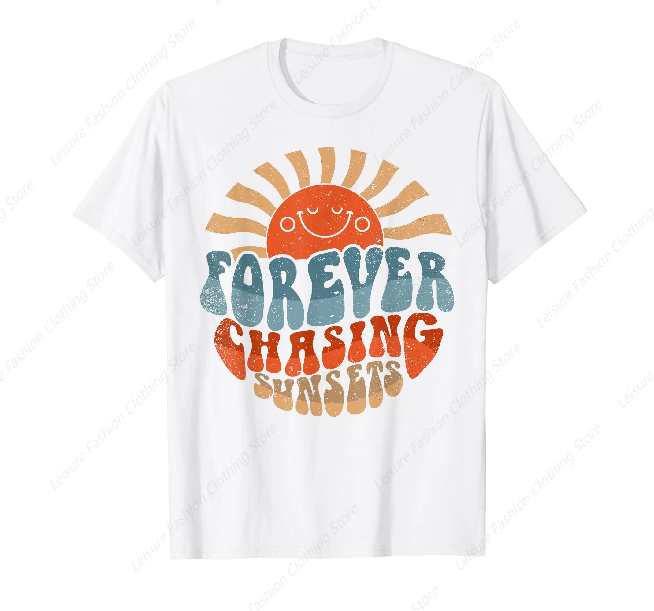 Forever Chasing Sunsets Summer Retro Sunset Beach Vacation T-Shirt