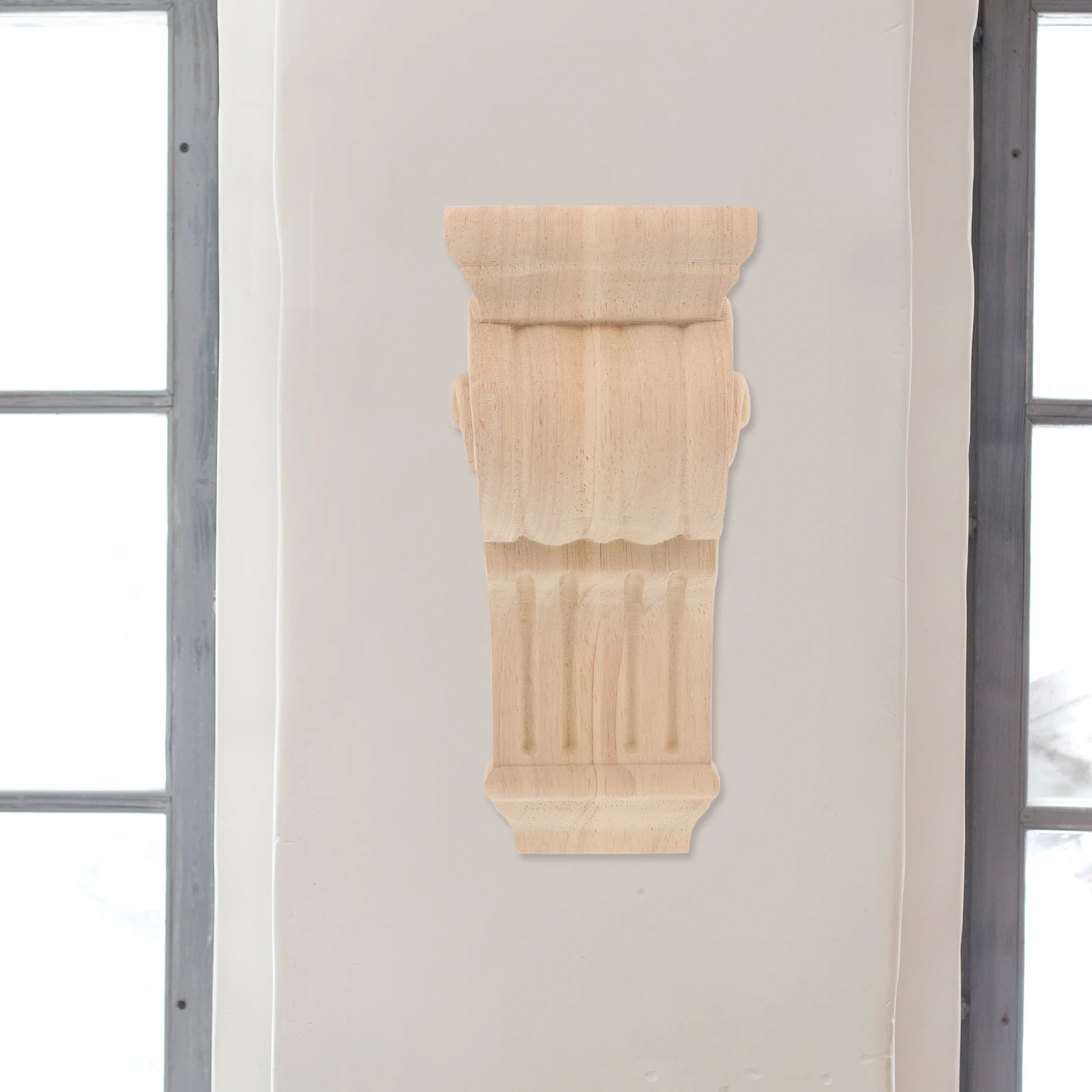 

Wooden Carving Applique Corner Onlay Decorative Corbel Wall Trim Cabinet Overlay Vintage Block Carved Decal Solid Column Head