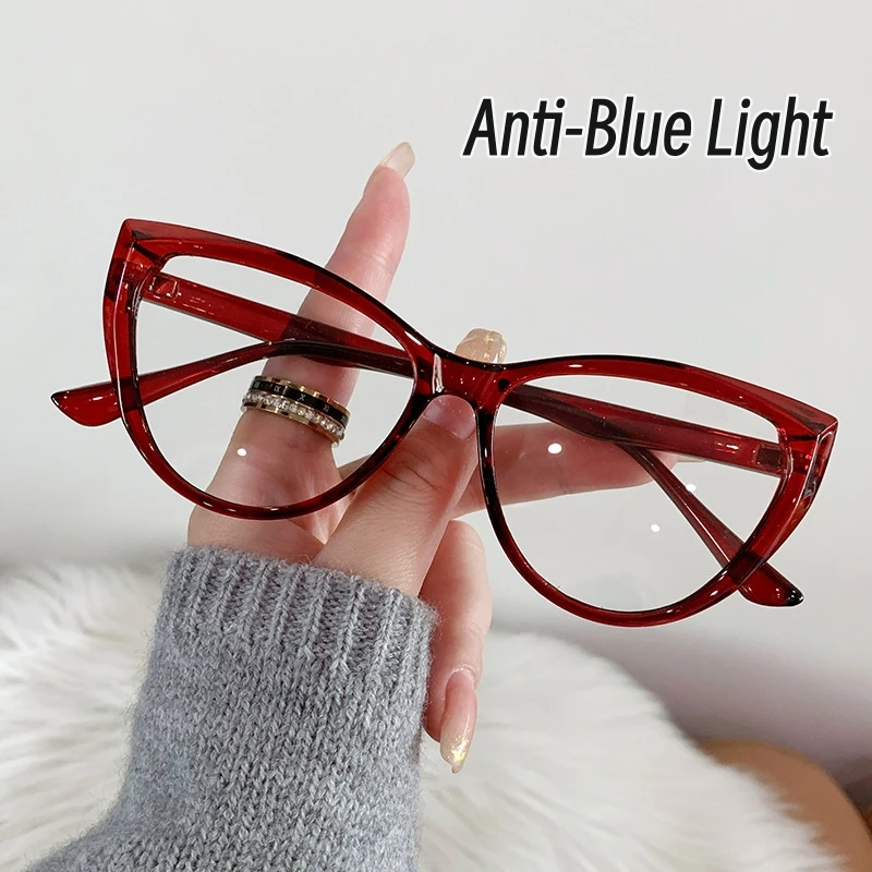 

2023 New Retro Cat Eye Plain Eyewear Anti Blue Light Glasses for Women Classic Transparent Optical Eyewear Computer Glasses