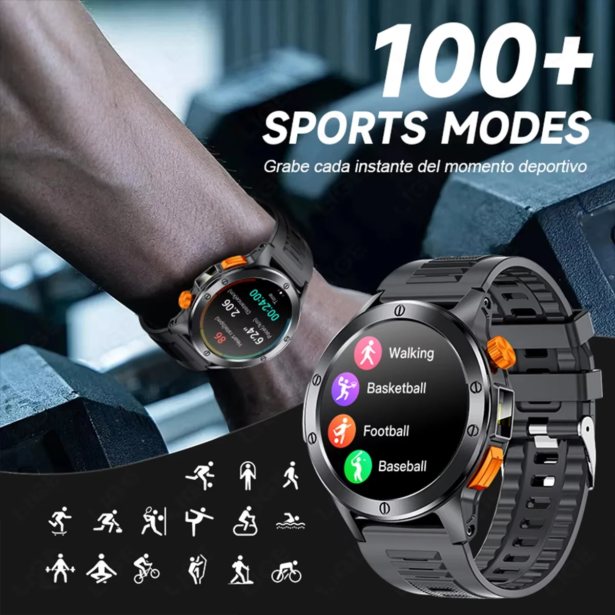 Lige-男性用防水スマートウォッチ、Bluetooth通話、360x360 HDスクリーン、アウトドアスポーツウォッチ、Android iOS、ヘルスモニタースマートウォッチ、2022