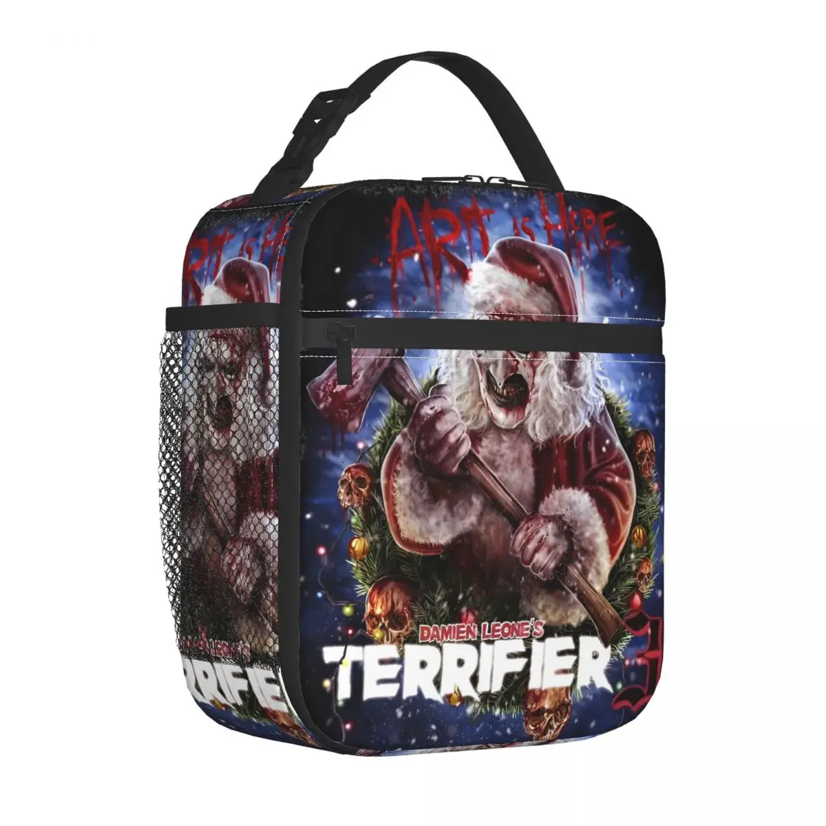 Christmas Terrifier 3 Horror Clown Insulated Lunch Bag Portable Reusable Cooler Bag Tote Lunch Box Office Travel Food Bag