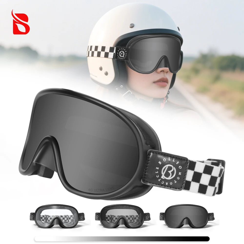 

BOLLFO Photochromic Motorcycle Riding Glasses Anti-Fog UV Protection Cycling MX ATV MTB off Road Snowmobiling Motocross Eyewear