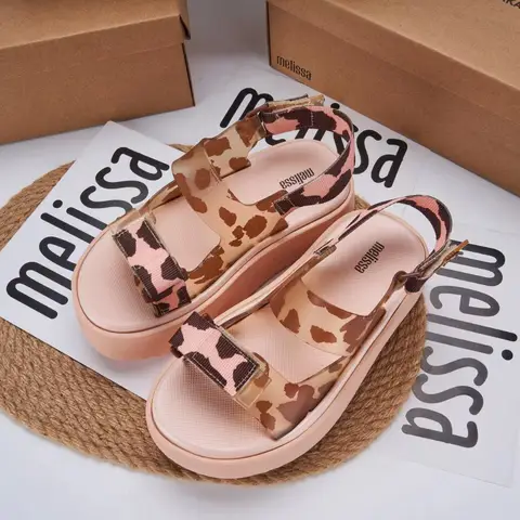 미니 멜리사 여성용 Pvc 샌들 여름 2025 성인 소녀 짠 젤리 신발 숙녀 Matsutake Sole Roman Shoes Holiday Beach Shoes