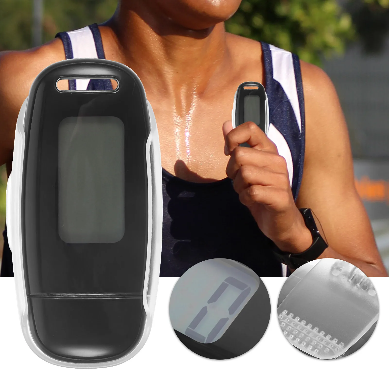 3D Pedometer Black USB Rechargeable Walking Counter Outdoor Fitness Large Display Mini Professional Portable