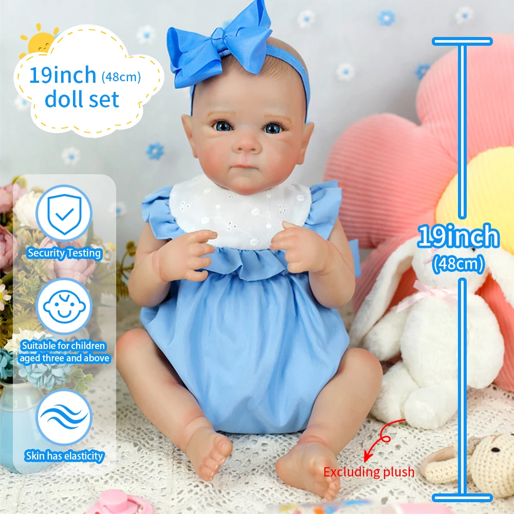 

19-дюймовая кукла Bettie Reborn, очаровательная виниловая силиконовая кукла для девочек, водонепроницаемая кукла для ванны с ручной детальной росписью для девочек, подарки
