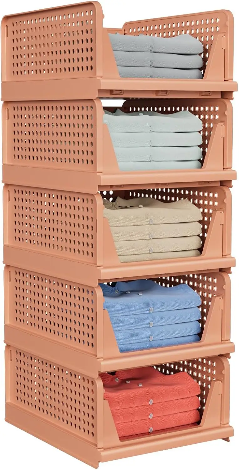 1 Pcs Stackable Plastic Storage Basket, Closet Organizers and Drawer Shelf Storage, Container for Cupboard Kitchen Bathroom