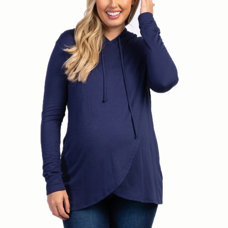 2022 Maternity Hooded Sweater Tops Pregnant Long Sleeve Breastfeeding Blouse Women Top Mama Clothing