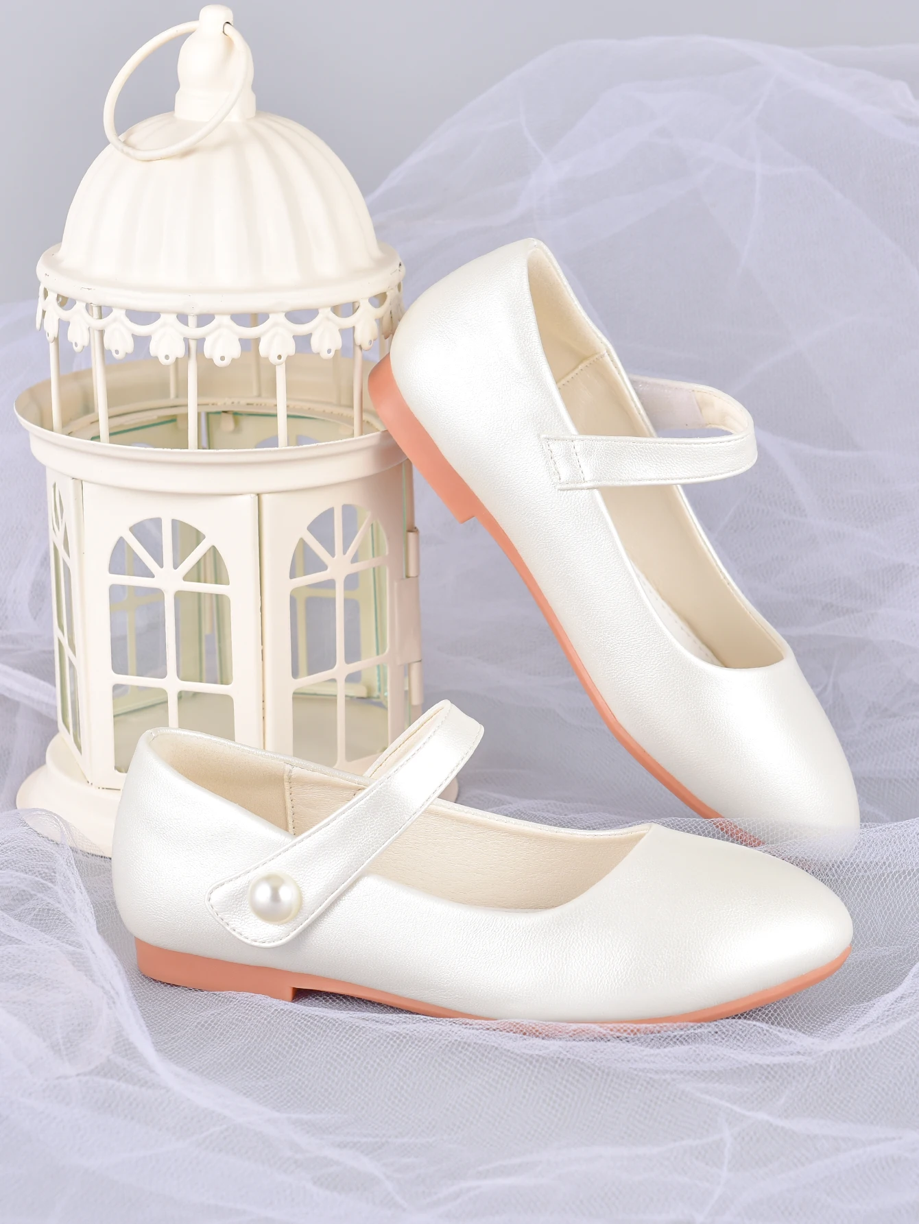 Girl's white princess shoes, suitable for children's performance dress with formal dress shoes, party flower girl wedding shoes