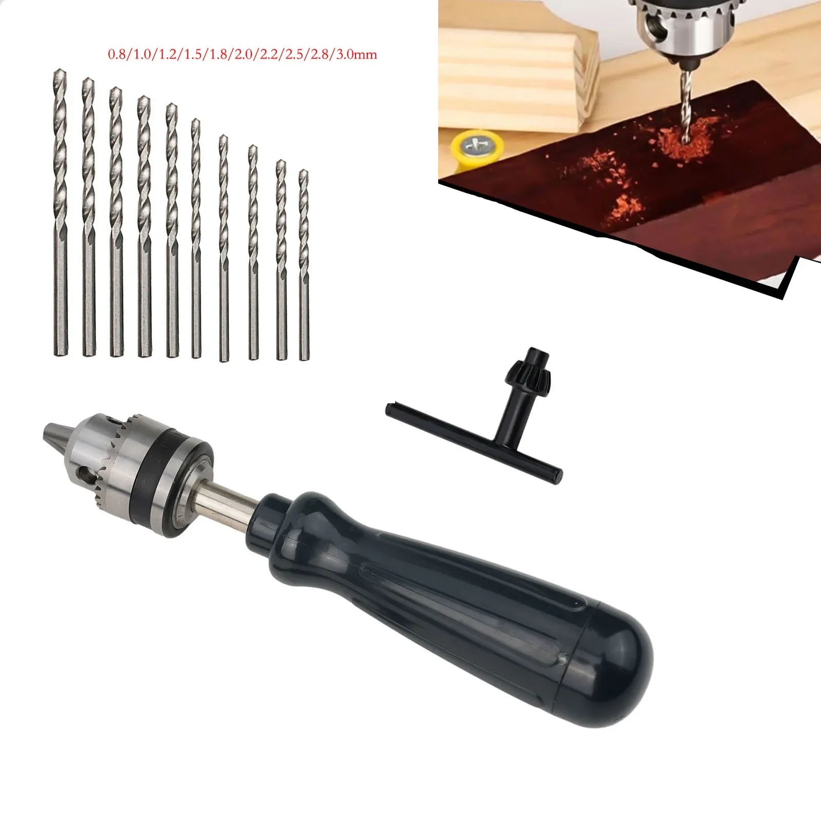 

11pc Hand Drill Set With Chucks 0.6-6mm DIY Drill Bits, Keyless Drill Bits Suitable For PCB, CNC, Molds, Plastic Circuit Boards