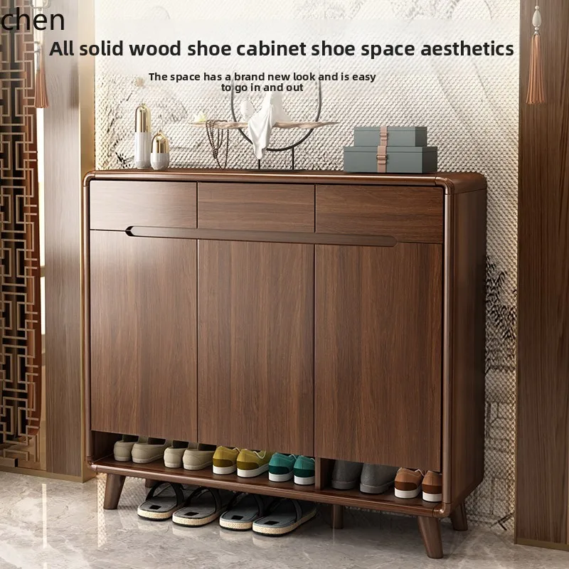 

HTT shoe cabinet home door new large-capacity storage door living room partition integrated against the wall