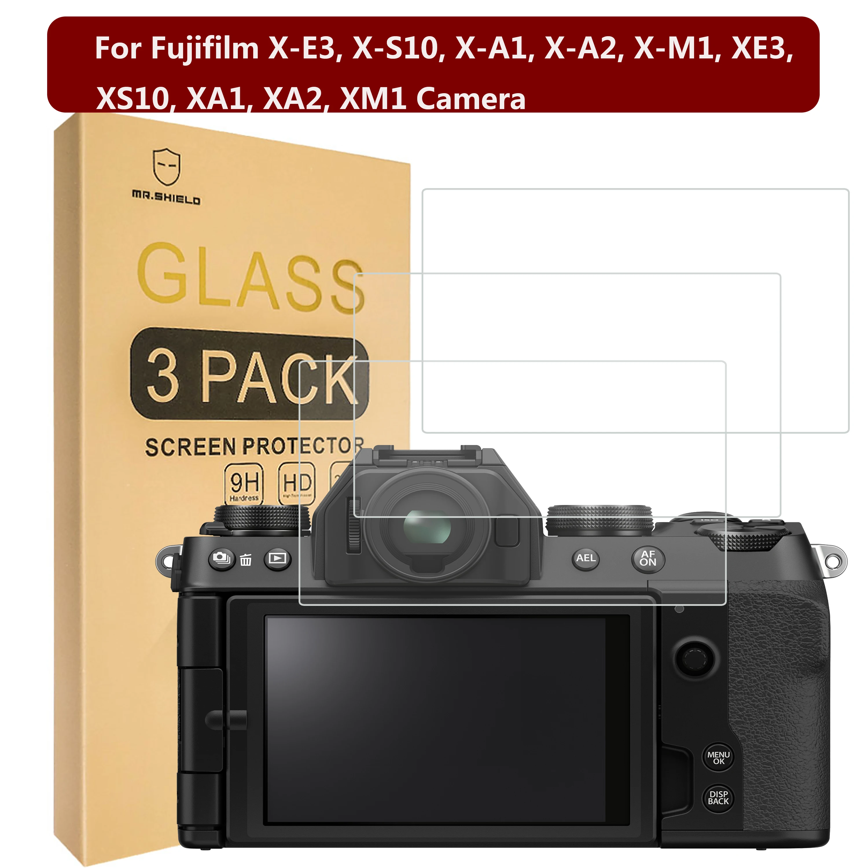 Mr.Shield [3-Pack] Screen Protector For Fujifilm X-E3, X-S10, X-A1, X-A2, X-M1, XE3, XS10, XA1, XA2, XM1 Camera [Tempered Glass]