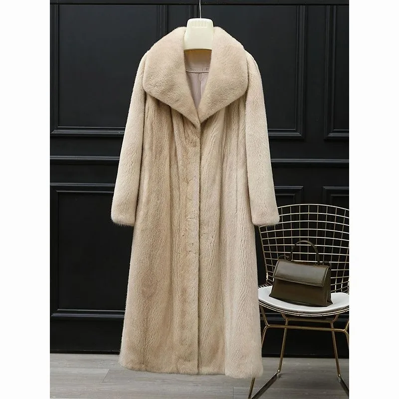 

Outcoat Winter New Product Women 1.2-meter-long Mink Faux Fur Coat Women's Straight-leg Coat Fashionable and Warm Women's Wear