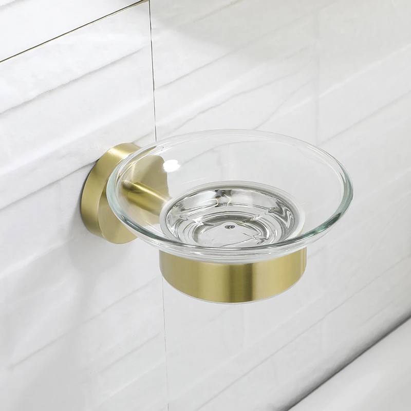 Fashion and Luxury Brushed Gold Soap Dish Holder Wall-Mount Soap Dish Brushed & Gold Vibrant Moderne Brushed Gold
