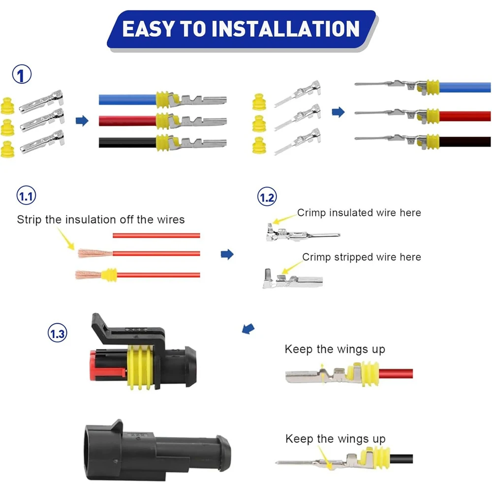 798 قطعة موصلات الأسلاك المقاومة للماء ، 50 مجموعات موصلات كهربائية للسيارات موصلات الأسلاك الكهربائية طقم توصيل 1/2/3/4/5/6 دبوس #4