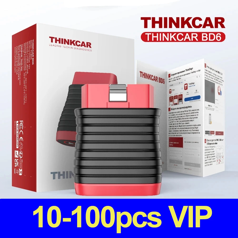 VIP 10PCS 50pcs THINKCAR BD6 OBD2 Scanner, All System Diagnostic Tool 5 Reset Services Lifetime Free for All Cars