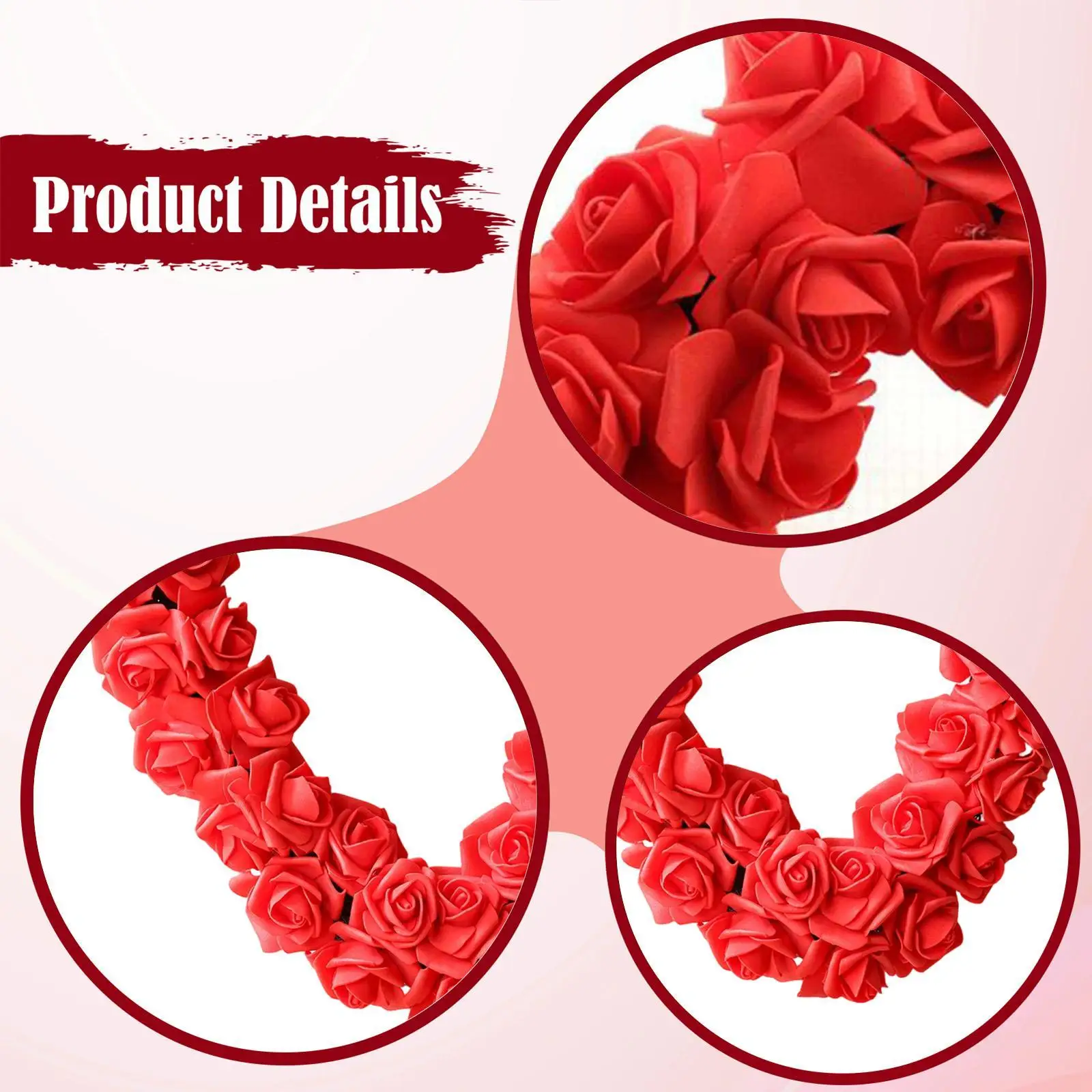 

Vivid Rose Flower Wreath Heart Shaped Garland for Valentines Day Home Door Holiday Party Decoration