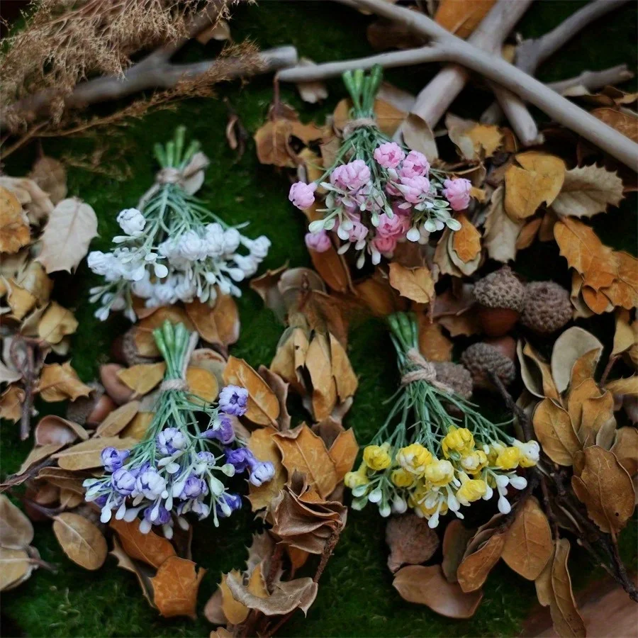 A Bouquet of Mini Simulation Flower, Miniature Flowers for Scrapping Book Decor, Mini Artificial Flowers Bouquet