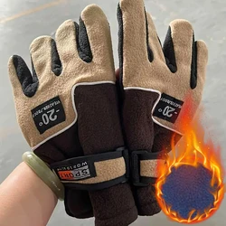 Men Winter Waterproof Cycling Velvet Gloves Outdoor Sports Running Motorcycle TouchScreen Fleece Gloves Non-Slip Full Fingers