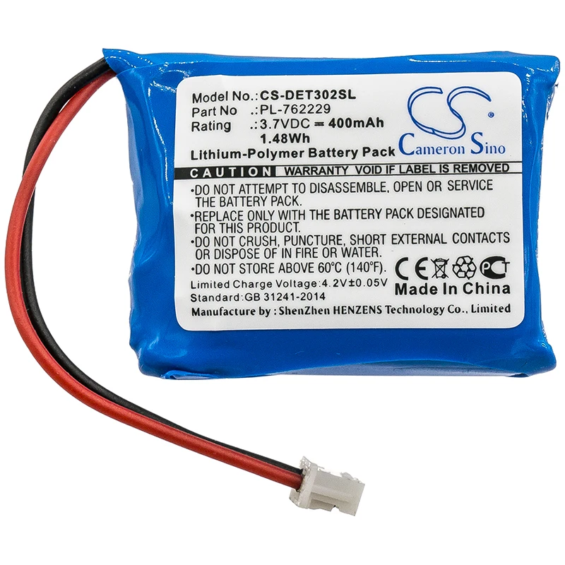 GreenBatteryPower CameronSino 400mAh 3.7V 1.48Wh Dog Collar Li-Polymer Battery for Educator PL-762229,V2015-E05, ET-300-L