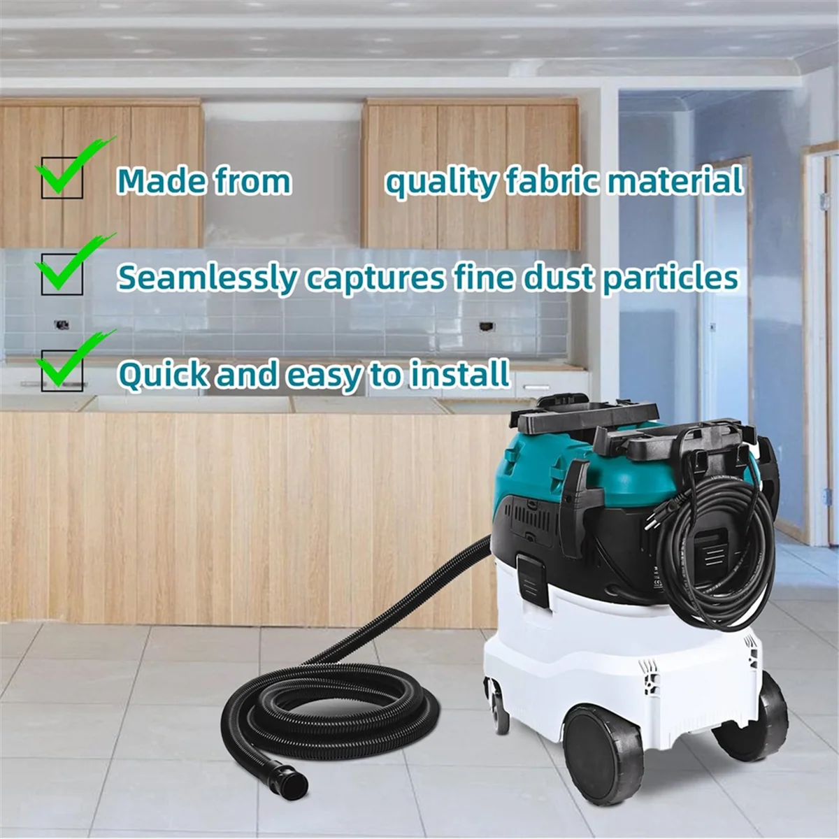 W 107418353   Sacos de filtro para Makita Extrator de pó úmido/seco/vácuo modelo VC4210L, sacos de substituição de grande capacidade