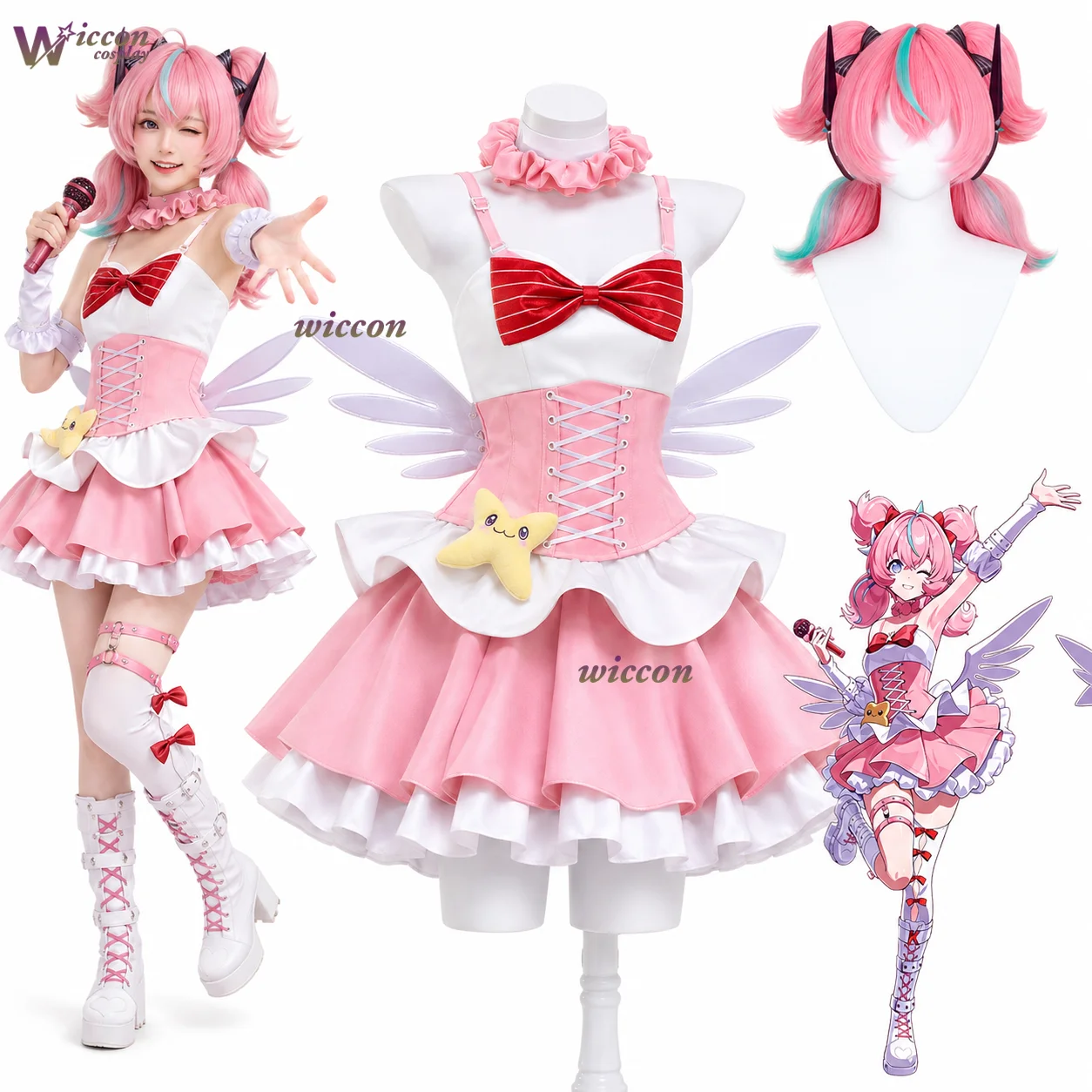 Zenless Zone Zero Aria KFC collaboration Cosplay Costume Wig Outfit Skirt Wings Hair Accessories Headband Angels of Delusion