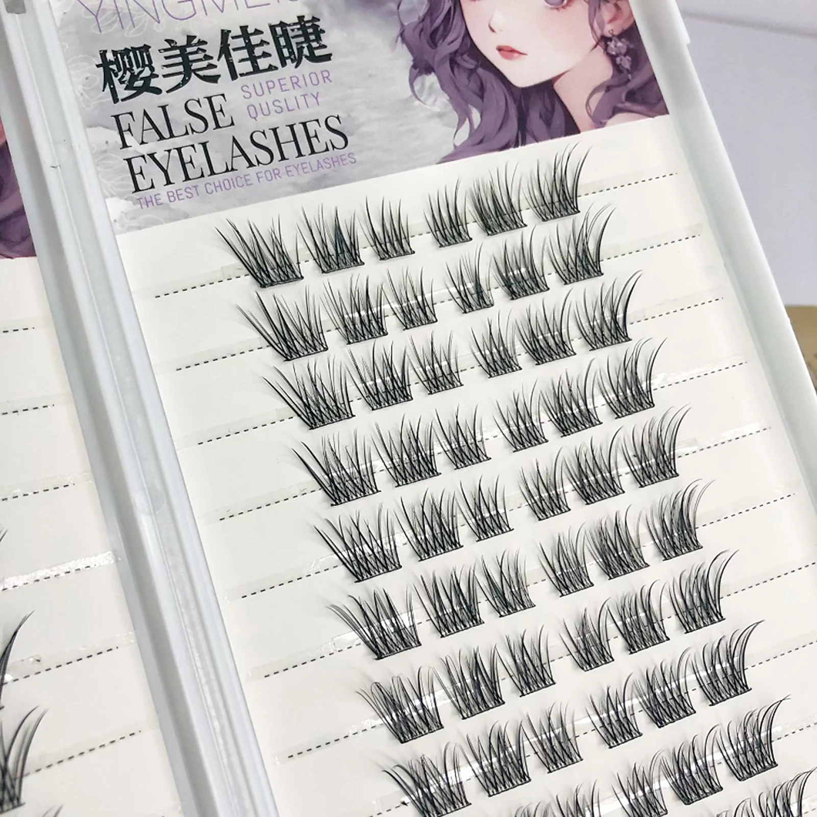 フォックスアイつけまつげ、接着剤不要、クラスター、カール、ウィング、ナチュラルルック、女性用、女の子用、パーティー、デイリーラッシュ