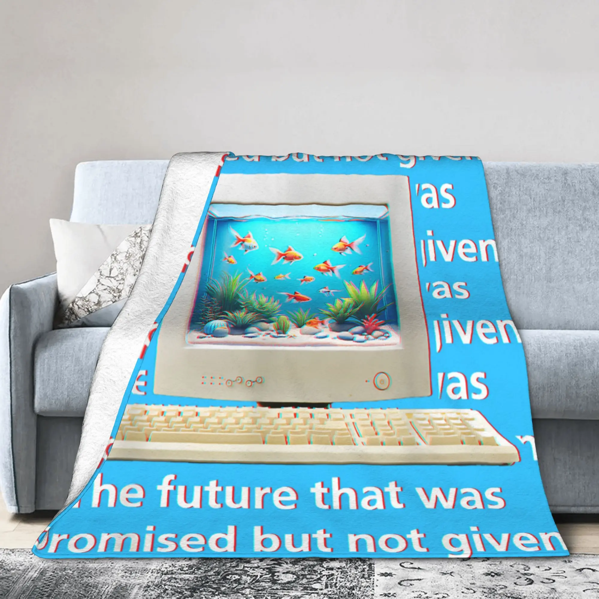 Frutiger Aero Blanket Fleece Autumn Tech The Future That Was Promised  Portable Throw Blanket for Home Travel Bedding Throws