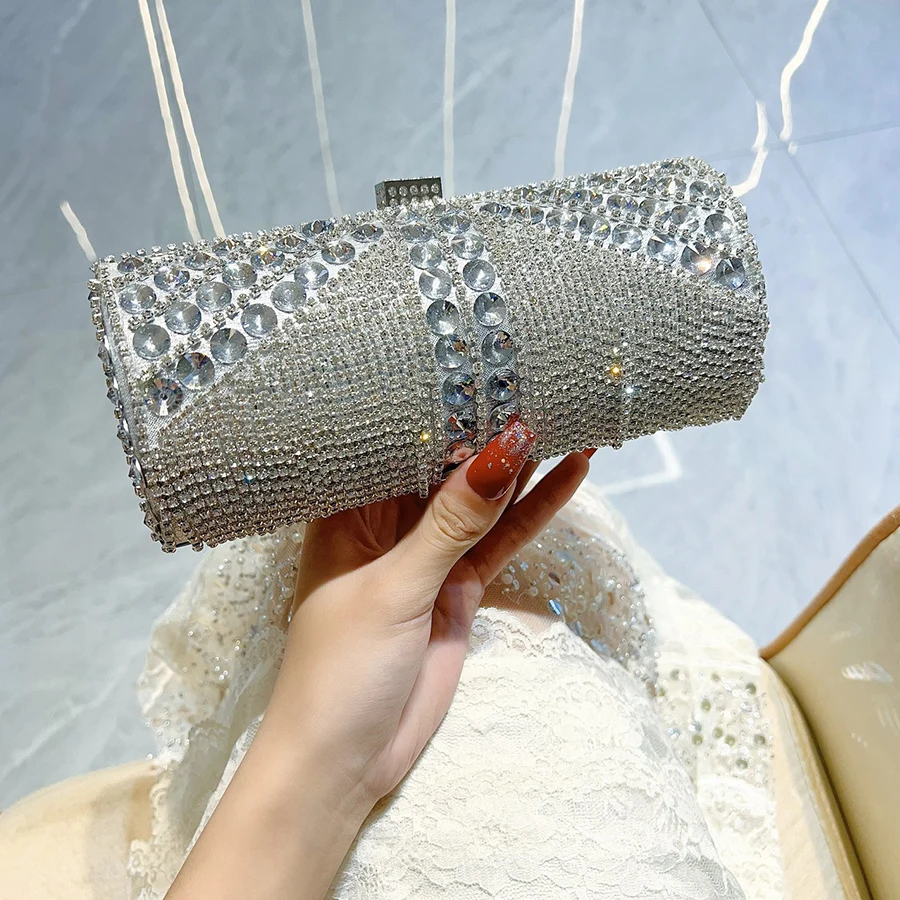 

Золотые/серебряные клатчи-цилиндры со стразами для женщин, вечерние сумки с кисточками и кристаллами, сумки для свадеб, вечеринок и ужинов, сумки через плечо на цепочке