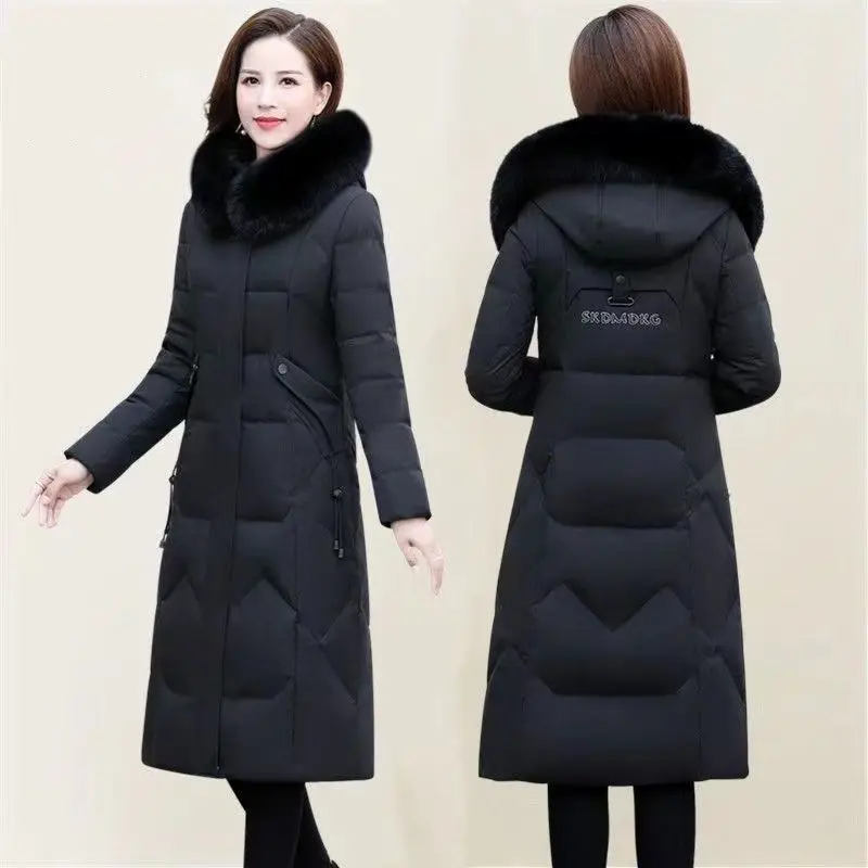 2024 New Korean Down Cotton CoatWomen Long Winter Puffer Parkas Thicken Warm Hooded Cotton-Padded Jacket Coat Zipper Overcoat