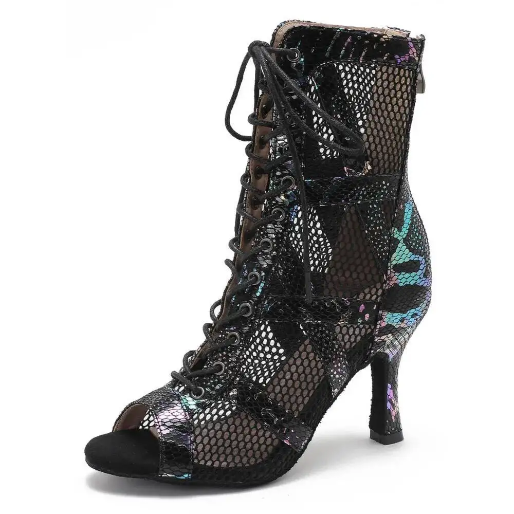 High Quality  Peep Toe Boot Ballroom Suede Sole Customizable For Latin Dancing Outdoor Sexy Stilettos Booties Big Size