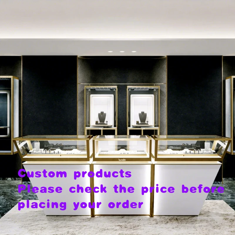 custom.Customized Jewelry Display Cabinet Stainless Steel Glass Showcase Stands Retail Fixture Jewelry Shop Decoration