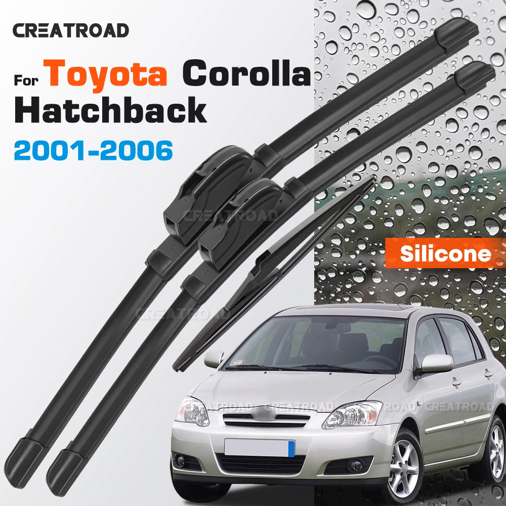Silicone Wiper Blades Fit For Toyota Corolla hatchback E12 2001-2006 2013 2014 2015 Coated Car Windshield Wipers  22"+19"+14"