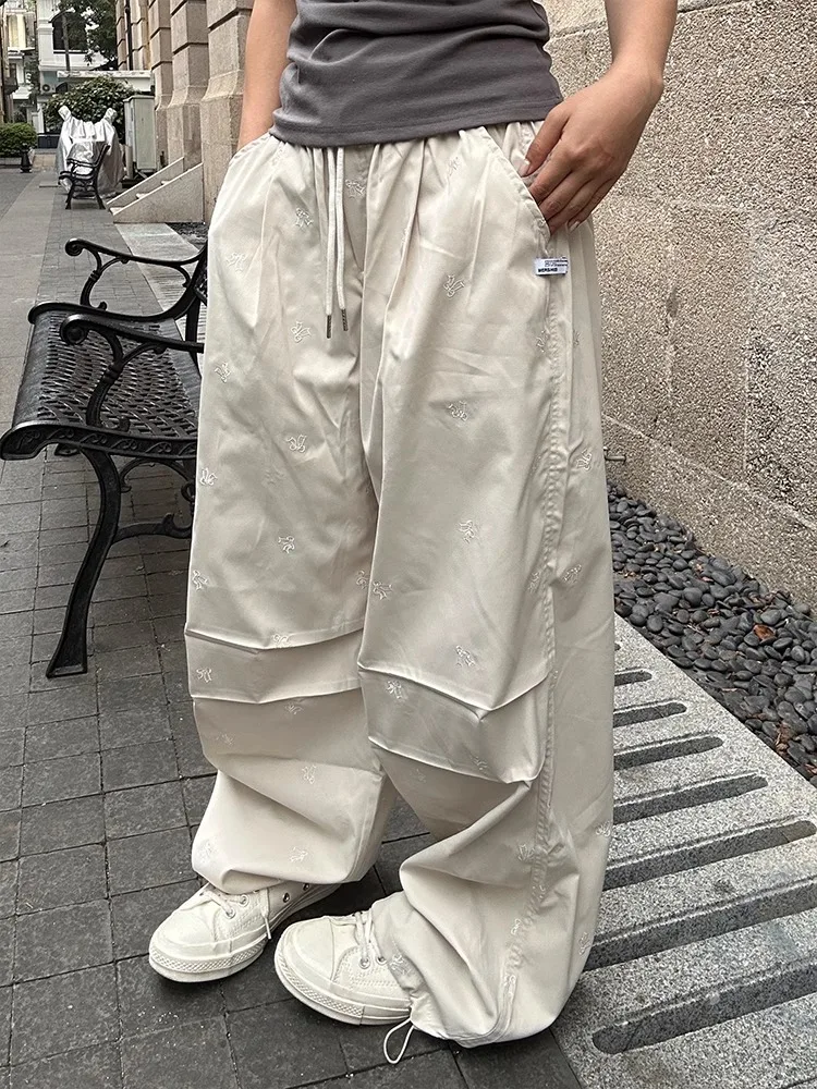 Dames casual luie Sle knoop werkbroek zomer losse Qui Dry sport parachutistenbroek hoge taille wijde pijpen broek